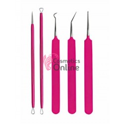 Penseta pentru comedoane, acnee, puncte negre, 5 bucati Pink Neon